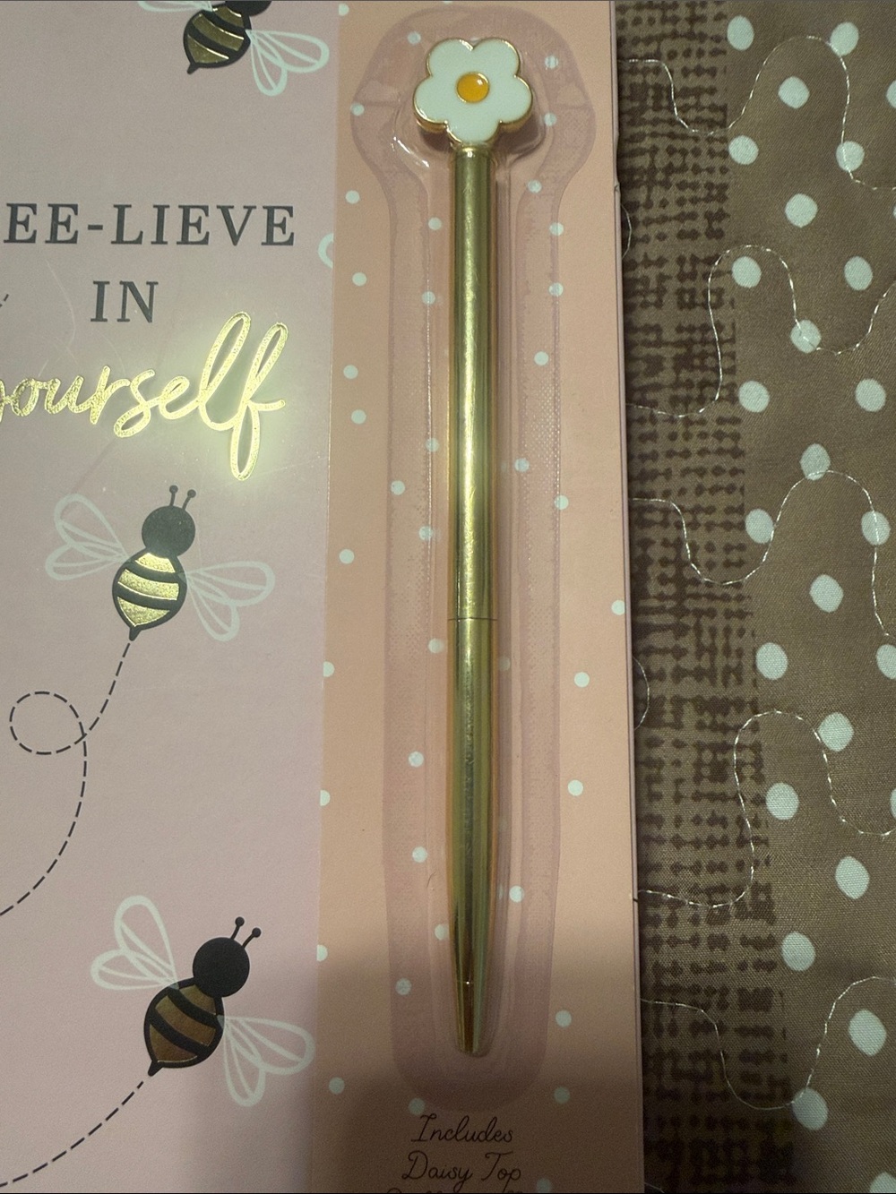 Bee-Lieve In Yourself Pink Spiral Notebook with Daisy Top Pen - Picture 5 of 6